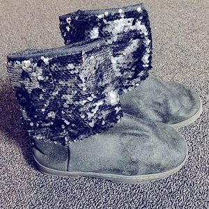 Bebe Microsuede Glitter Sherpa Lined Winter Boot